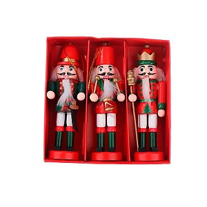 Conjunto Soldadinhos de Chumbo - Madeira -  12 cm - 3 unidades - Rizzo