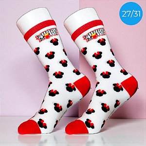 Meia Infantil Cano Médio - Minnie Mouse - Branca -  27/31 - 1 unidade - Disney Original - Rizzo