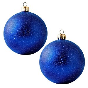 Bolas De Natal - Glitter Azul Escuro - 12cm - 2 unidades - Rizzo