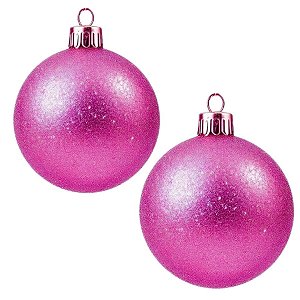 Bolas De Natal - Glitter Pink - 12cm - 2 unidades - Rizzo