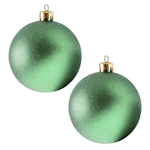 Bolas De Natal - Glitter Verde Claro - 12cm - 2 unidades - Rizzo