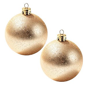 Bolas De Natal - Glitter Champagne - 12cm - 2 unidades - Rizzo