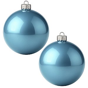 Bolas De Natal - Perolada Azul Claro - 12cm - 2 unidades - Rizzo
