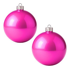 Bolas De Natal - Lisa Rosa - 12cm - 2 unidades - Rizzo