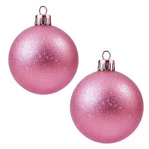 Bolas De Natal - Glitter Rosa - 12cm - 2 unidades - Rizzo