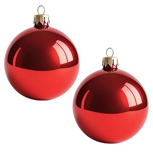 Bolas De Natal - Perolada Vermelha - 12cm - 2 unidades - Rizzo