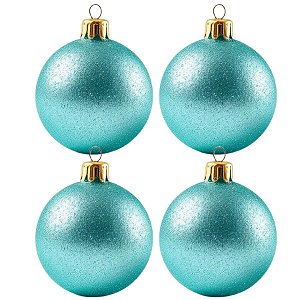 Bolas De Natal - Glitter Tiffany - 4 unidades - Rizzo