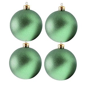 Bolas De Natal - Glitter Verde Claro - 4 unidades - Rizzo