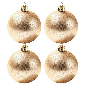 Bolas De Natal - Glitter Champagne - 4 unidades - Rizzo