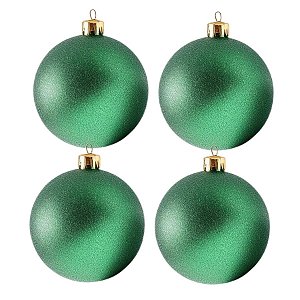 Bolas De Natal - Glitter Verde Escuro - 4 unidades - Rizzo