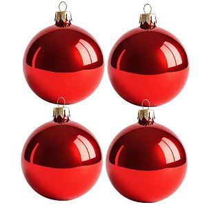 Bolas De Natal - Lisa Vermelha - 4 unidades - Rizzo