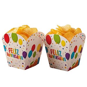 Cachepot - Feliz Aniversário - 7,5x6x6cm - 4 unidades - Regina - Rizzo