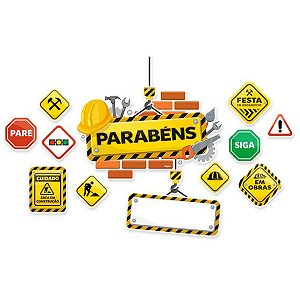 Kit Decorativo - Construção - 64x38,5cm - 14 unidades - Regina - Rizzo