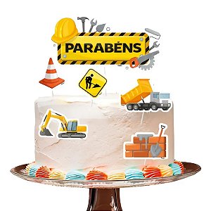 Kit Topo de Bolo - Construção - 6 unidades - Regina - Rizzo