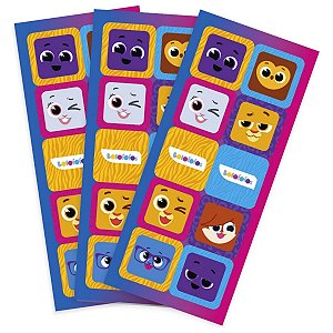 Adesivo Quadrado - Bolofofos - 4x4cm - 30 unidades - FestColor - Rizzo