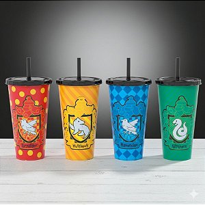 Conjunto Copo com Tampa e Canudo - Harry Potter - 700ml - 1 unidade - Plasutil - Rizzo
