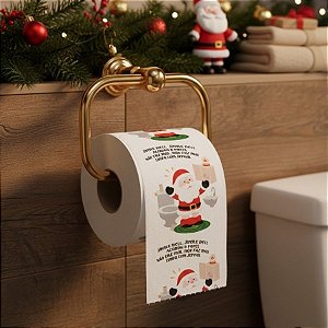 Papel Higiênico de Natal - Papai Neol no Banheiro - 20m  - 1 unidade - Rizzo