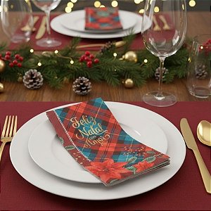 Guardanapo de Papel - Feliz Natal e Boas Festas - Vermelho e Verde - 33x40cm - 10 unidades - Rizzo