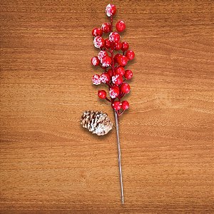Galho Decorativo de Natal - Pinha e Frutinhas - 29,5x12,5x6,5cm - 1 unidade - Cromus - Rizzo