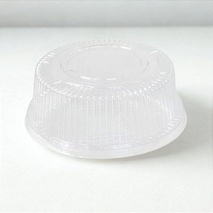 Embalagem Descartável Tampa Alta Ranhurada Para Bolos e Tortas - Transparente - Ref.B32R - 750g - 100 unidades - BWB