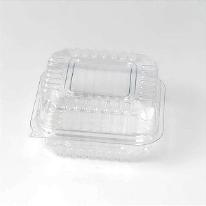 Pote Quadrado PET com Tampa Articulada - Descartável Transparente - Ref.B 655 - 300ml - 10 unidades - BWB - Rizzo