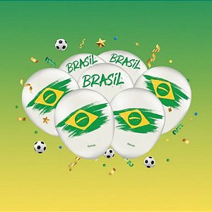 Balão de Festa Decorado Especial 9" 25cm - Copa Do Mundo - 25 unidades - Festcolor  - Rizzo
