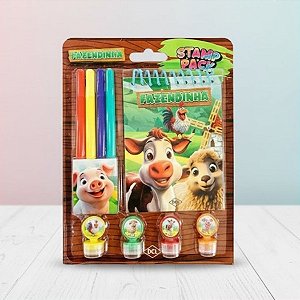 Kit Para Colorir Com Carimbos - Fazendinha - 9 Itens - 1 unidade - DCL - Rizzo
