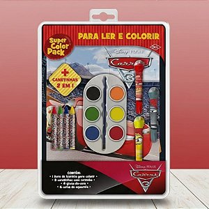 Kit Para Ler e Colorir Aquarela - Carros - 14 Itens - 1 unidade - Disney Original - Rizzo