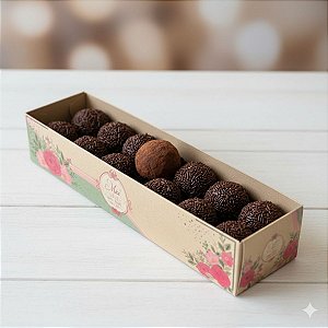Caixa Botão de Rosa com Brigadeiro - Amor de Mãe Kraft - 32x6x6,5cm - 3 unidades - Decora Doces - Rizzo