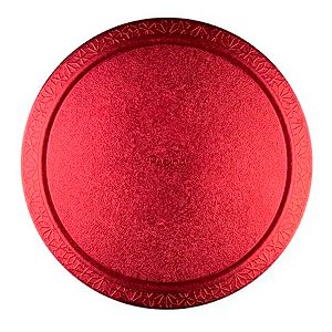 Base para Bolo Cake Board Redondo - Vermelho Metalizado - 32cm - 1 unidade - Regina - Rizzo
