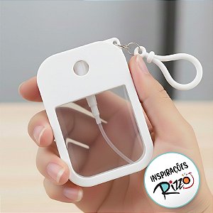 Frasco Spray Portátil Macaron Cartão com Capa de Silicone e Gancho - 50ml - Branco - 1 unidade - Rizzo