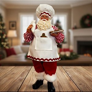 Papai Noel Decorativo em Pé Confeiteiro - Vermelho e Branco - 12x28x8cm - 1 unidade - Rizzo