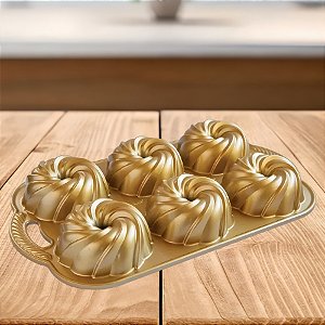 Forma Para 6 Mini Bolos - Swirl Bundtlette - 700ml - 1 unidade - Rizzo