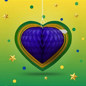 Enfeite Decorativo Para Pendurar - Coração Bandeira do Brasil - 27cm - 1 unidade - GiroToy - Rizzo