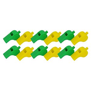 Apito Verde e Amarelo - 4,5x2,5cm - 12 unidades - Rizzo