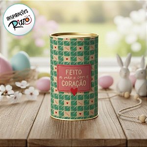 Lata Rigida para Ovos de 350g -  Feito a Mão e com o Coração - Verde - 10x18cm - 1 unidade - Cromus - Rizzo