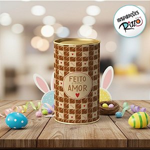 Lata Rigida para Ovos de 250g - Feito com Amor - Marrom - 9x16,5cm - 1 unidade - Cromus - Rizzo