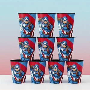 Kit 10 Copos para Lembrancinha - Capitão América - 320ml - 1 unidade - Disney Original - Rizzo