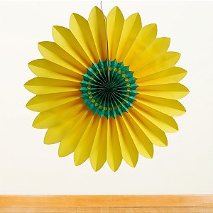 Enfeite Decorativo de Papel Seda - Margarida Primavera - Verde e Amarelo - 85cm - 1 unidade - GiroToy - Rizzo
