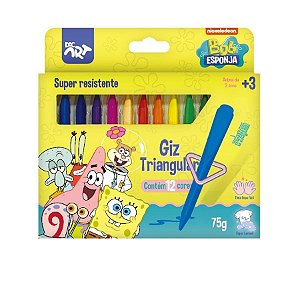 Giz de Cera Triangular Bob Esponja 12 Cores - Ref. 4739 - 12 unidades - DAC Art - Rizzo
