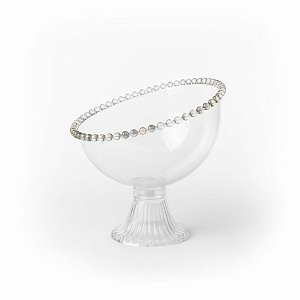 Taça Inclinada Esfera Acrílica Durável Redonda - Transparente - 18x16x17cm - 1 unidade - Rizzo