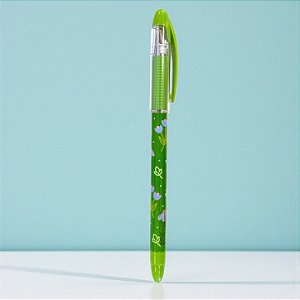 Caneta Grip Floral - Esferográfica Azul - Verde Claro - 1 unidade - Rizzo