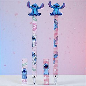 Caneta Stitch 3D - Esferográfica Preto - Rosa Sortido - Disney Original - 1 unidade - Rizzo