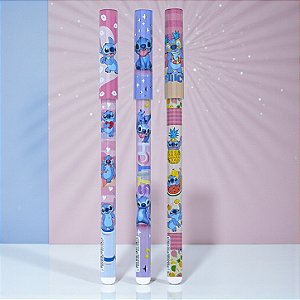 Caneta Stitch - Esferográfica Preto - Rosa Sortido - Disney Original - 1 unidade - Rizzo