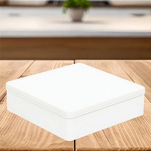 Lata de Metal Quadrada - Branca - 19,5x5,5x19,5cm - 1 unidade - Rizzo