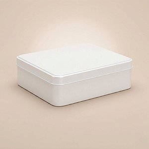 Lata de Metal Retangular - Branca - 12x9x4cm - 1 unidade - Rizzo