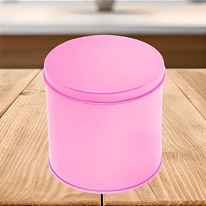 Lata de Metal Redonda - Rosa - 10x10cm - 1 unidade - Rizzo