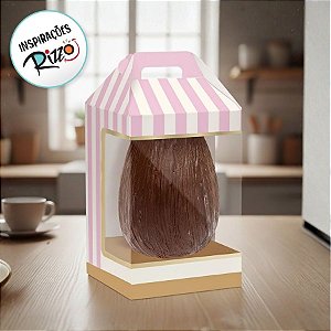 Caixa New Maleta para Ovo de 350g com Visor - Clássico Francês Rosa - 6 unidades - Cromus - Rizzo