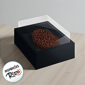 Caixa para meio Ovo 350g de Colher com Moldura - Páscoa Preto - 10 unidades - Cromus - Rizzo