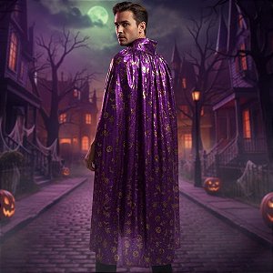 Capa de Bruxa - Halloween - Roxo - Adulto - 140cm - 1 unidade - Rizzo